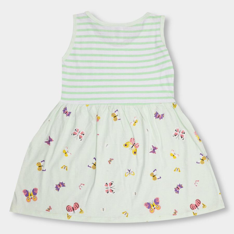 Girls' 100% Cotton Frock , हल्का हरा, large image number null