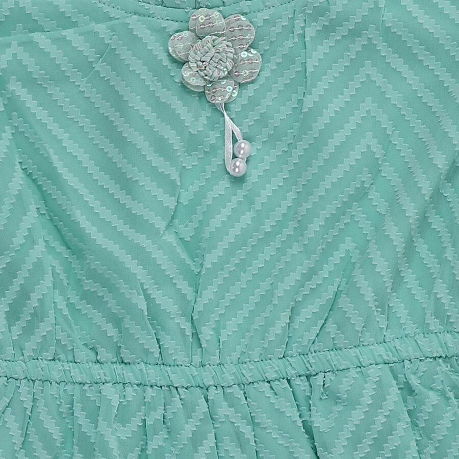 Girls Light Green Round Neck Casual T-Shirt, हल्का हरा, large