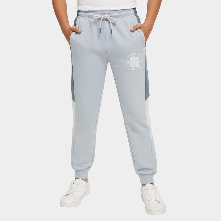Boys Light Powder Blue Color-Blocked Jogger Pyjama, हल्का नीला, large image number null