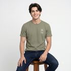 Men's Olive Green Round Neck Regular T-Shirt, हल्का हरा, small