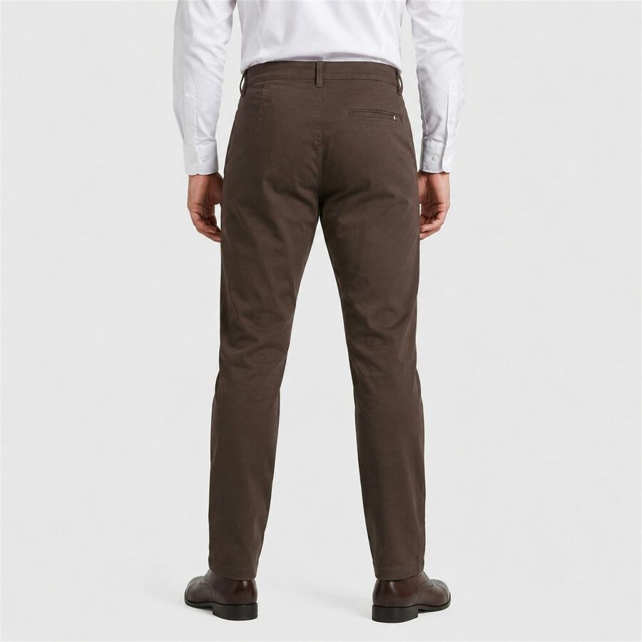 Men's Dark Grey Slim Fit Flat-Front Chino Trousers, Dark Grey, large