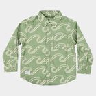 Boys' Dark Grey Cotton Abstract Printed Regular Fit Shirt, गहरा ग्रे, small
