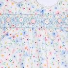 Girls' White Floral Smocked Cotton Frock, Off White, small image number null