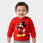 Infants' Red Cotton Crew Neck Pullover Sweatshirt, लाल, small