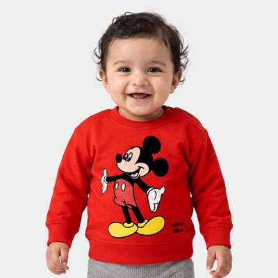 Infants' Red Cotton Crew Neck Pullover Sweatshirt