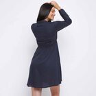 Printed A Line Dress, Navy Blue, small image number null