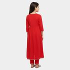 Girls' Fuchsia Square Neck Embroidered Peplum Top and Tiered Skirt Fusion Set, रानी (फ्यूशिया), small