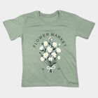 Girls Mint Green Round Neck Regular T-Shirt, हल्का हरा, small