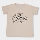 Girls' Light Beige Round Neck Casual Printed T-Shirt, Beige, small image number null