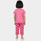Girls Pink Bear Graphic T-Shirt and Heart Print Capri Set, Pink, small