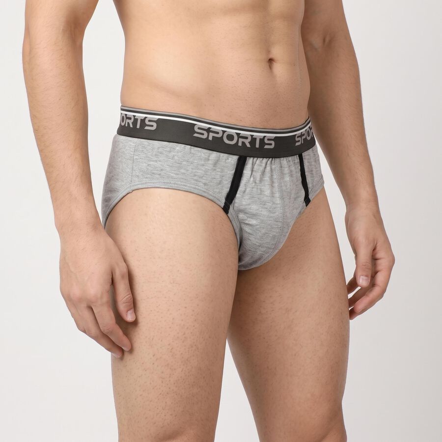 Men's Grey Regular Fit Sports Waistband Briefs, मिश्रित हल्का ग्रे, large