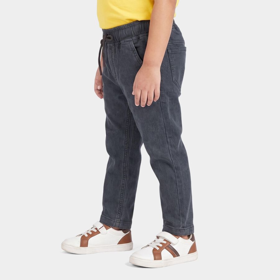 Boys Dark Grey Straight Fit Drawstring Jeans, Dark Grey, large