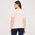 Women's Light Pink Cotton Round Neck Embellished T-Shirt, Light Pink, small