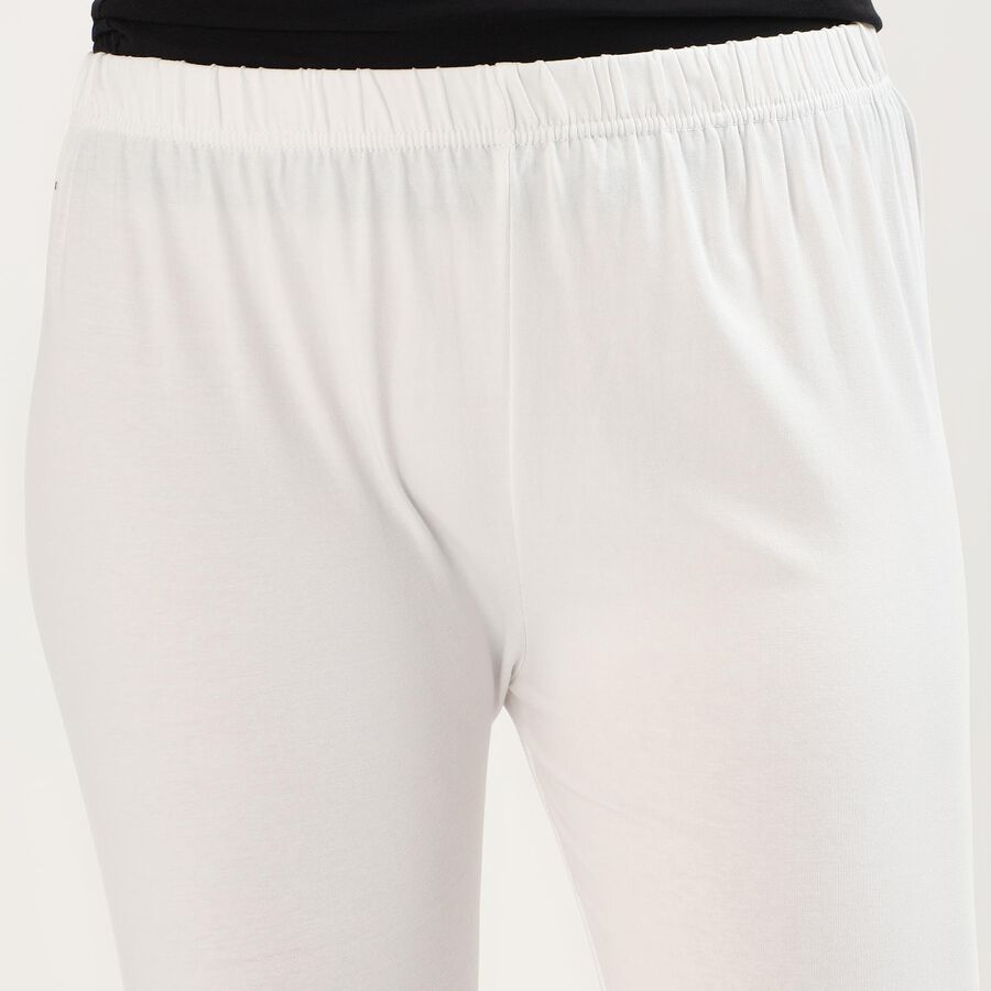 Women's Bright White Stretchable Ankle-Length Churidar, White, large image number null