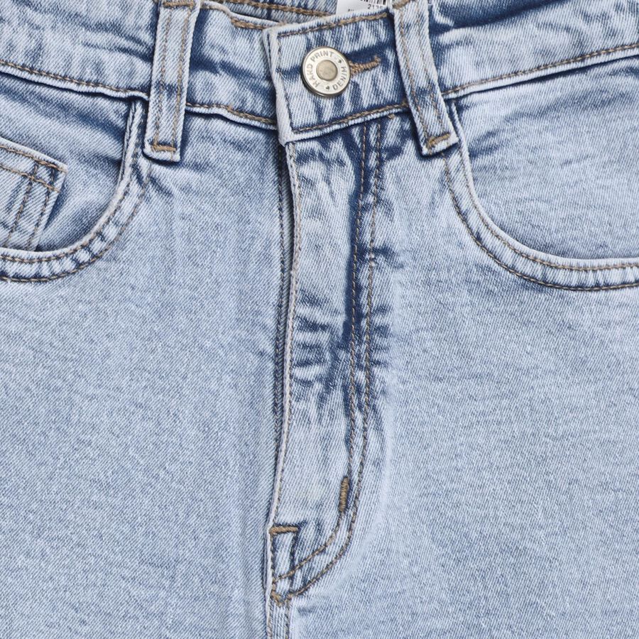 Girls' Light Blue Relaxed Fit Cargo Jeans, Light Blue, large image number null