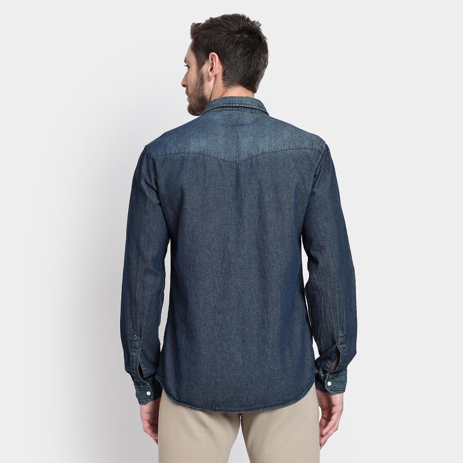 Men's 100% Cotton Casual Shirt, Dark Blue, large image number null