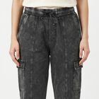 Women's Dark Grey Straight Fit Cargo Track Pants, गहरा ग्रे, small