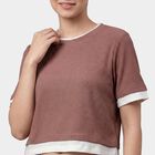 Women's Beige Mock Neck Minimalist Top, Beige, small