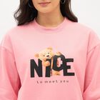 Women's Bright Pink Crew Neck Graphic Sweatshirt, गुलाबी, small image number null