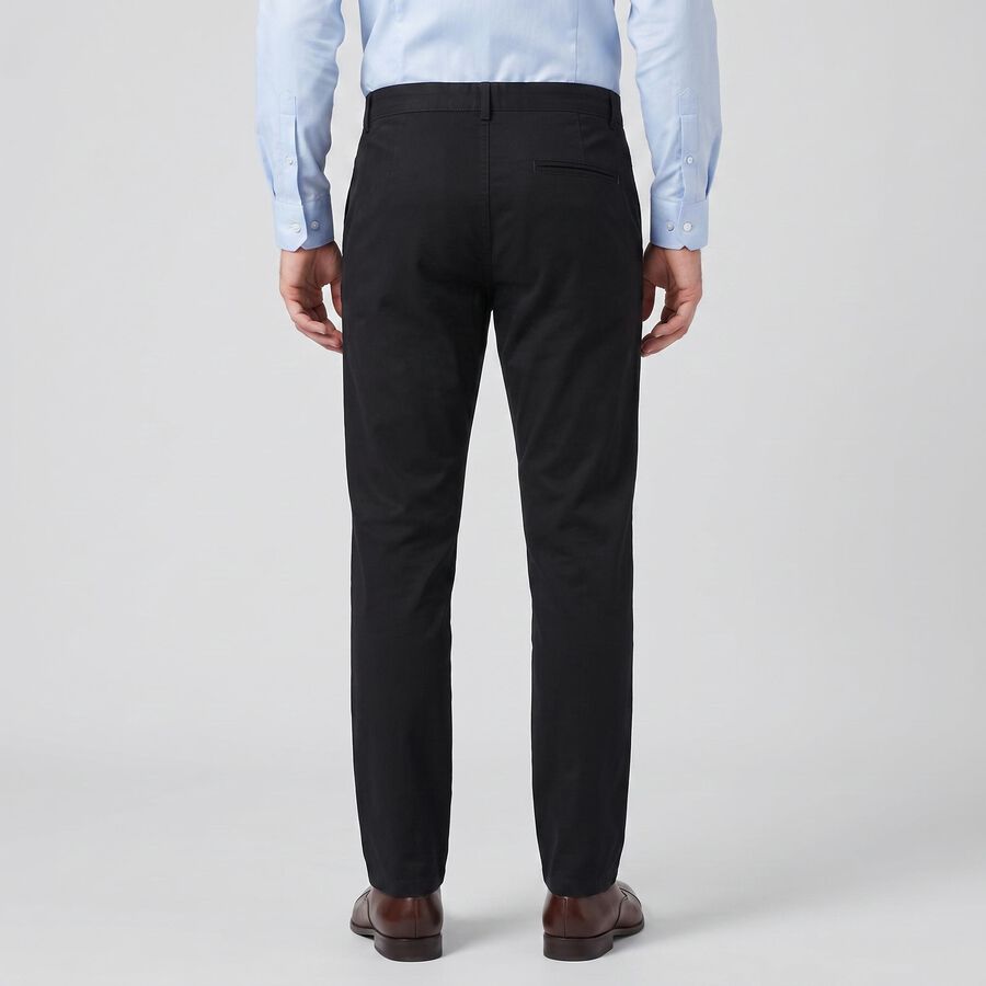 Men's Navy Blue Slim Fit Flat-Front Chino Trousers, नेवी ब्लू, large