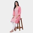 Women's Pink Scoop Neck Printed Straight Kurta, Pink, small