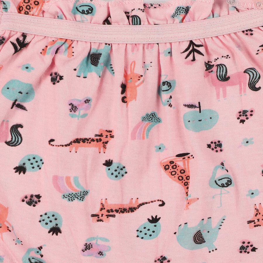 Girls Pink Regular Fit Printed Bloomer, हल्का गुलाबी, large