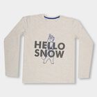 Boys' Light Heather Grey Round Neck Casual Full Sleeve T-Shirt, एक्रू मिश्रित, small image number null