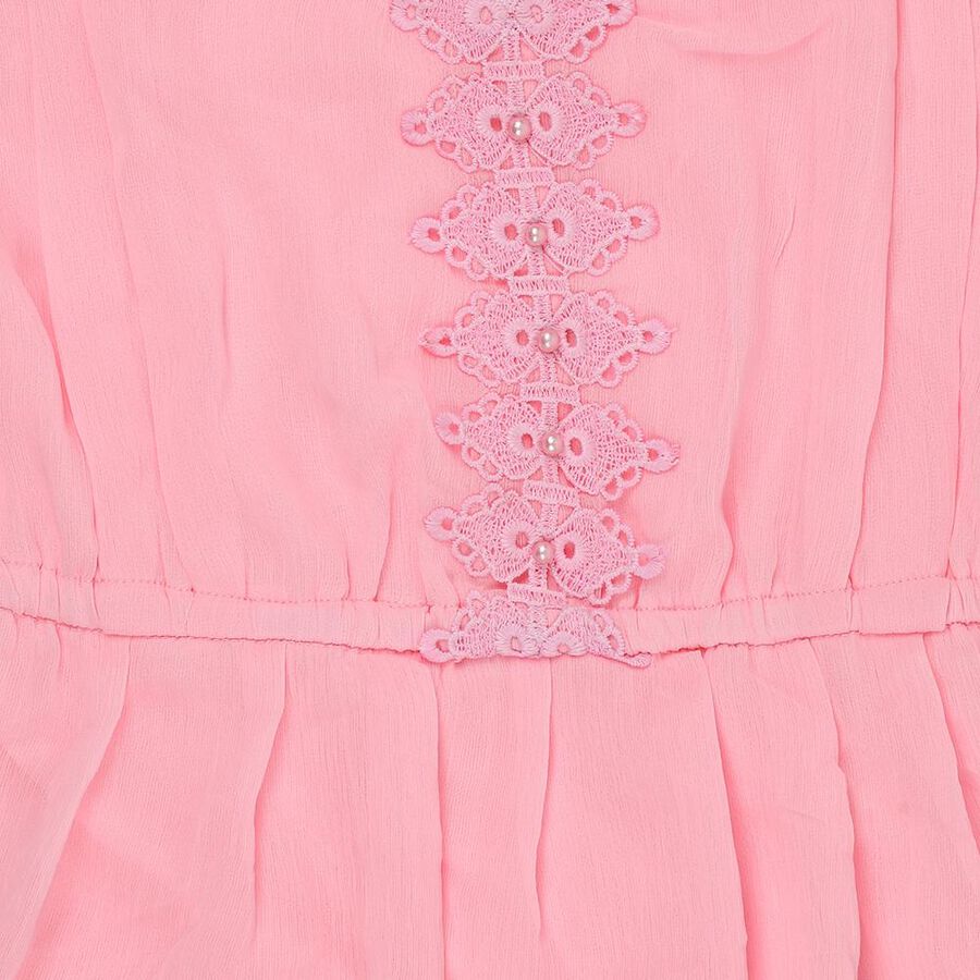 Girls' Light Pink Round Neck Casual T-Shirt, Light Pink, large image number null