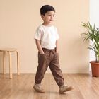 Girls Brown Jogger Fit Drawstring Jeans, Brown, small