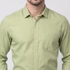 Men's Sage Green Spread Collar Formal Shirt, हल्का हरा, small