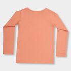 Girls' Soft Peach Round Neck Casual Top, Peach, small image number null