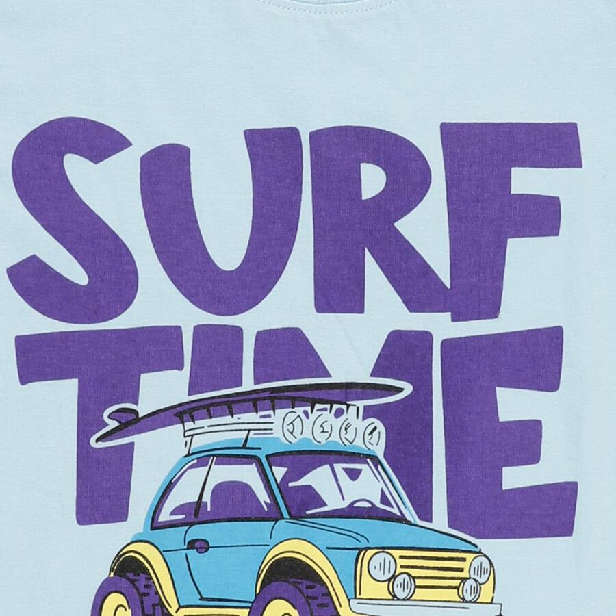 Boys' 100% Cotton Half Sleeves T-Shirt, Light Blue, large image number null