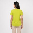 Women's Green Round Neck Regular T-Shirt, Neon Green, small