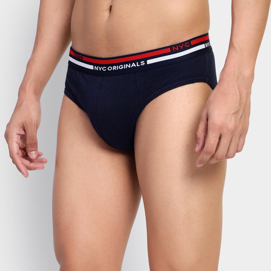 Men's 100% Cotton Briefs , नेवी ब्लू, large
