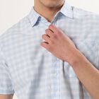 Men's Light Blue Cotton Half Sleeve Classic Casual Shirt, Light Blue, small