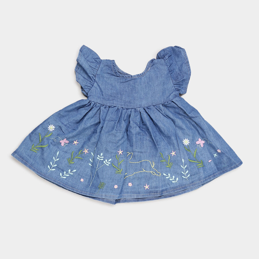 Infants Round Neck Frock, Light Blue, large image number null