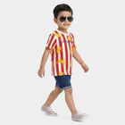 Boys Red Cotton Crew Neck Regular Boys T-Shirt, लाल, small