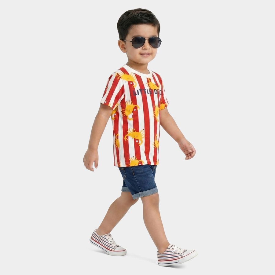 Boys Red Cotton Crew Neck Regular Boys T-Shirt, लाल, large