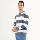 Men's Navy and White Crew Neck Casual Sweatshirt, Mid Blue, small image number null
