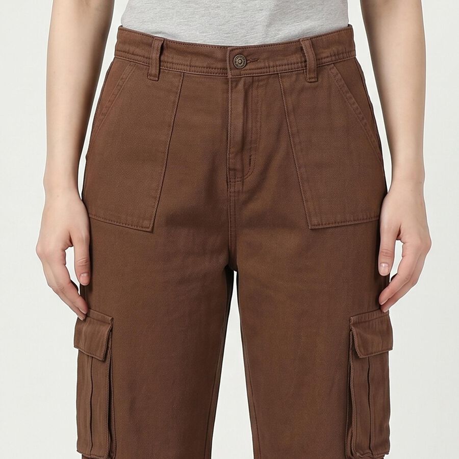 Women's Brown Regular Fit Cotton Jeans, Brown, large