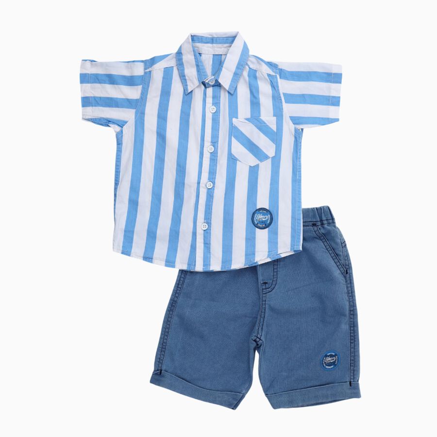 Boys' Woven Baba Suit, हल्का नीला, large image number null