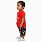 Infants' Red Cotton Round Neck Printed Baba Suit, Red, small