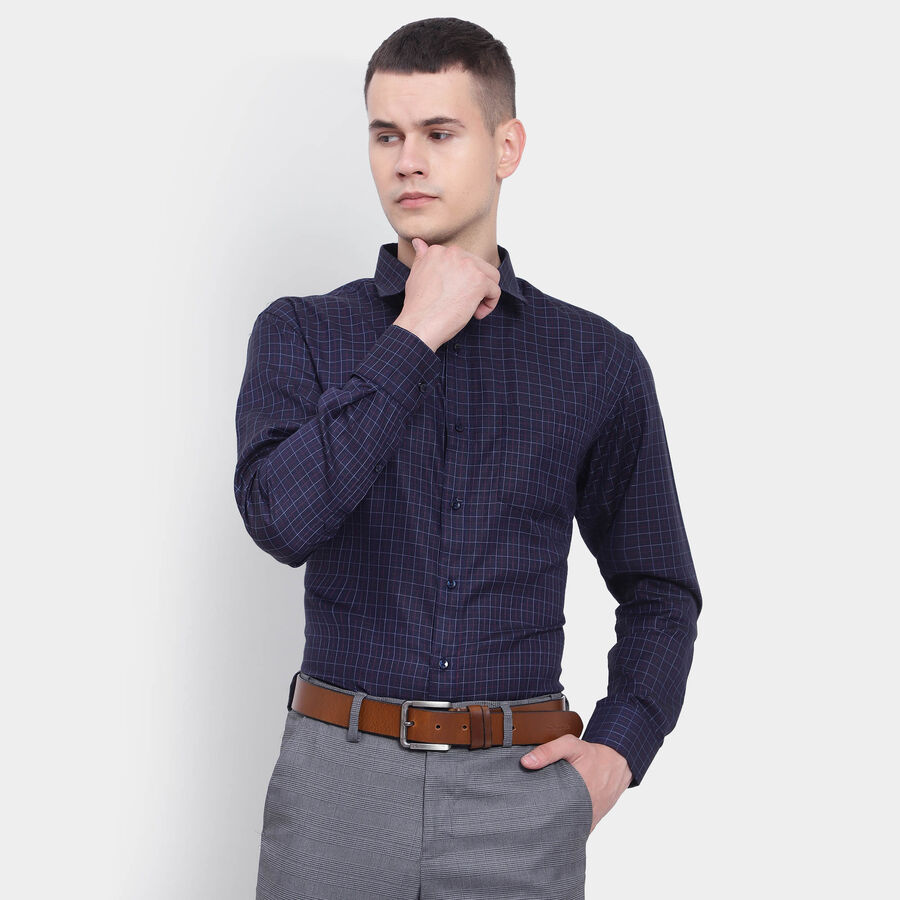 Checks Formal Shirt, Navy Blue, large image number null