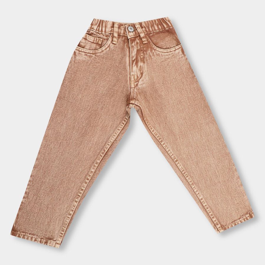 Boys' 100% Cotton Jeans, Brown, large image number null