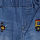 Infant Muted Denim Blue Relaxed Fit Embroidered Jeans, गहरा नीला, small image number null