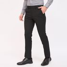 Men's Fixed Waist Slim Fit Formal Trousers, काला, small image number null