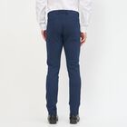 Men's Slim Fit Casual Trousers, नेवी ब्लू, small