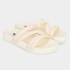 Women's Off White Cross Strap Slip-On Slippers, ऑफ व्हाइट, small