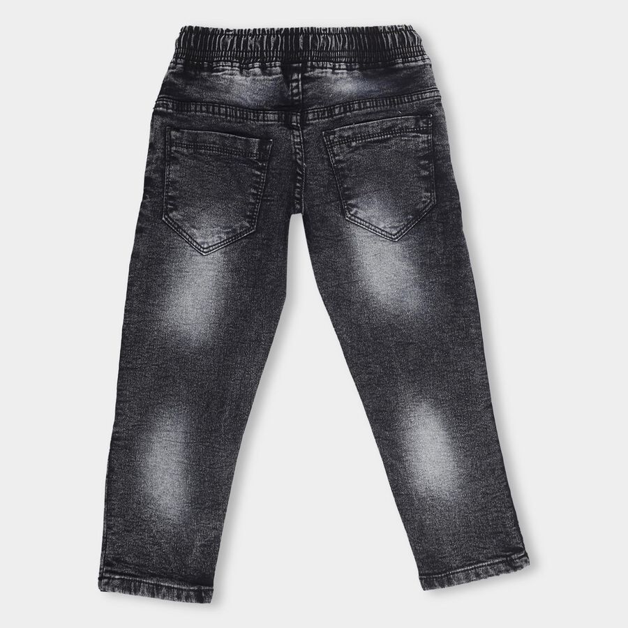 Boys Faded Black Regular Fit Graphic Jeans, काला, large