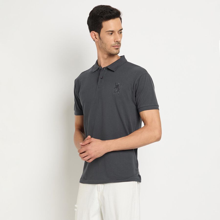 Men's Collared Half Sleeves T-Shirt, Dark Grey, large image number null
